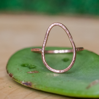 Copper or Silver Dainty Water drop-shaped ring