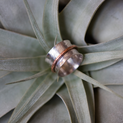 Silver and Copper spinner ring