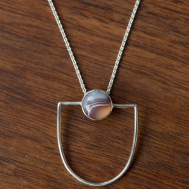 Swirly Botswana Agate Sterling Silver Necklace